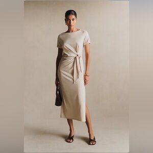 Sezane Pippa Cream Knotted Side Maxi Dress